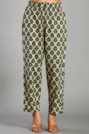 Multi Color Floral Printed Cotton Straight Cut Suit Set