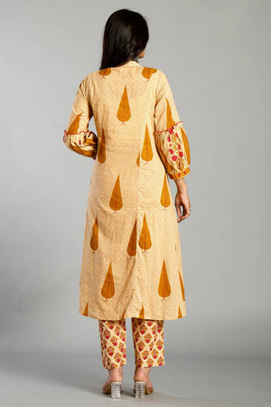 Mustard Ethnic motifs Cotton Straight Cut Suit Set (6734SKDMS)