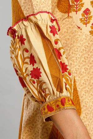 Mustard Ethnic motifs Cotton Straight Cut Suit Set (6734SKDMS)