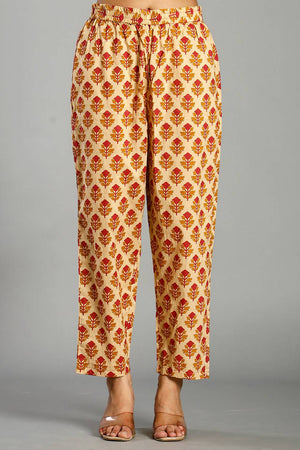 Mustard Ethnic motifs Cotton Straight Cut Suit Set (6734SKDMS)