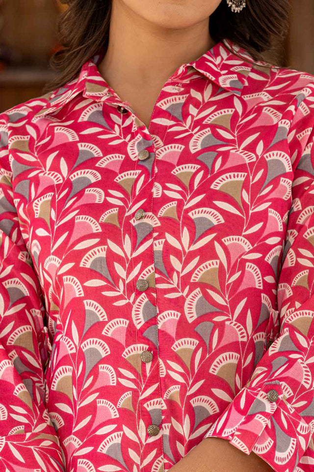 Pink Ethnic Motifs Cotton Co-Ord Set