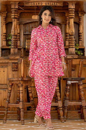 Pink Ethnic Motifs Cotton Co-Ord Set