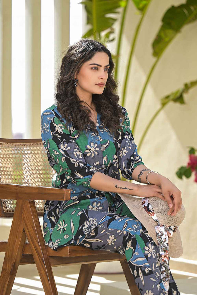 Multi-Color Ethnic Motifs Cotton Co-Ord Set