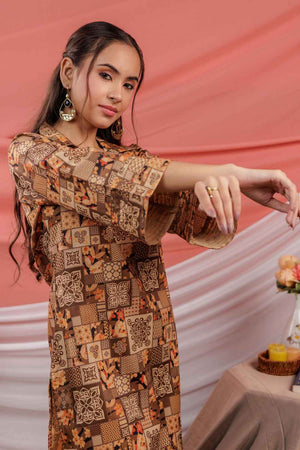 Brown Digital Print Cotton Co-Ord Set