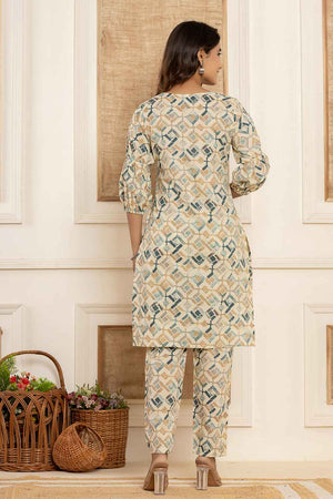 Grey Geometric Print Cotton Co-Ord Set