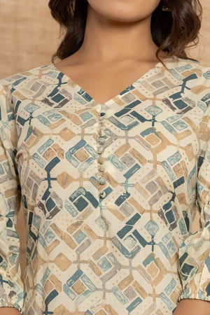 Grey Geometric Print Cotton Co-Ord Set