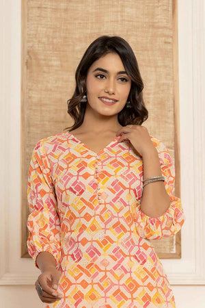 Pink Geometric Print Cotton Co-Ord Set