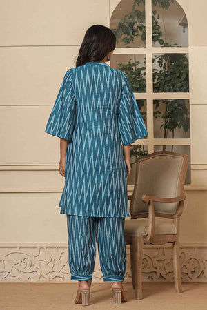 Turquoise Chevron Print Cotton Co-Ord Set (6952CRDTB)