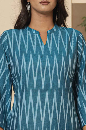 Turquoise Chevron Print Cotton Co-Ord Set (6952CRDTB)