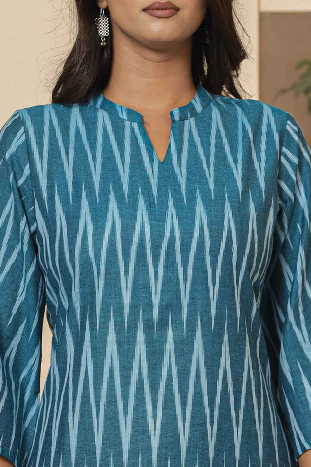 Turquoise Chevron Print Cotton Co-Ord Set (6952CRDTB)
