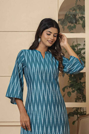 Turquoise Chevron Print Cotton Co-Ord Set (6952CRDTB)