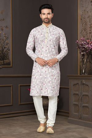 Multi-Color Printed Cotton Kurta Pyjama Set