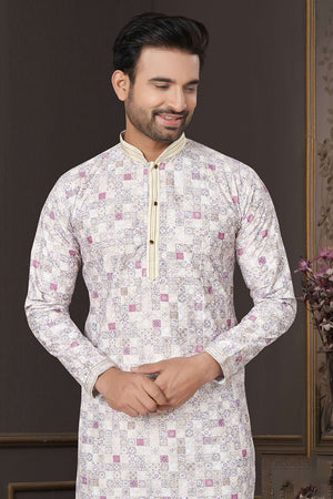 Multi-Color Printed Cotton Kurta Pyjama Set