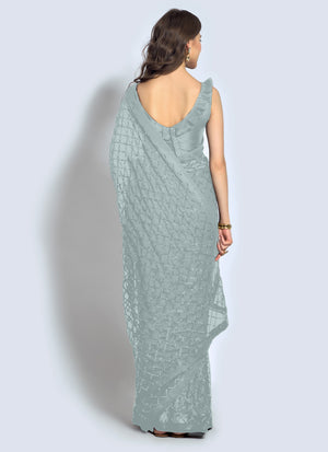 Grey Georgette Sequins Saree