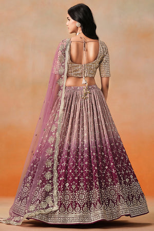 Multi Color Floral Sequin Georgette Lehenga (7086 Marron MEGHALYAZ)
