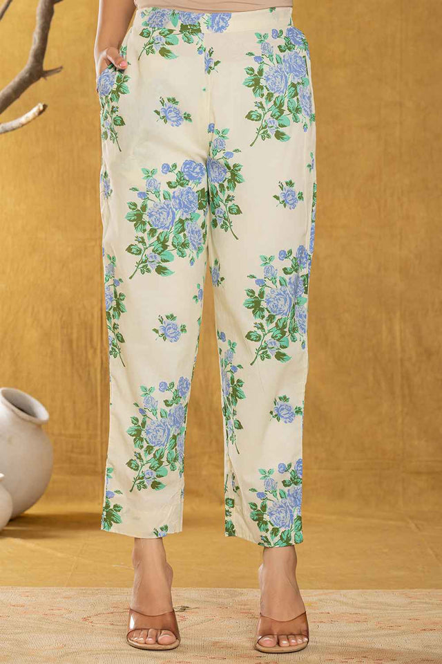 Blue Floral Print Cotton Co-Ord Set