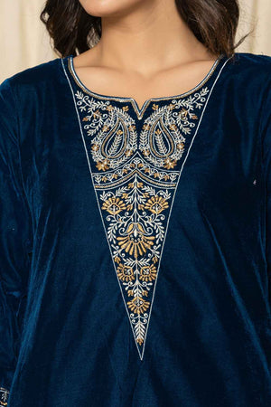 Blue Sequins Velvet Co-Ord Set (7158CRDBL)