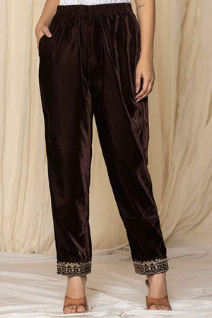 Brown Sequins Velvet Co-Ord Set (7158CRDBR)