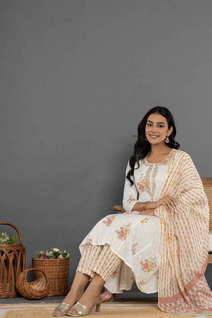 Multi-Color Floral Print Patch Work Pure Cotton Kurti Pant Set