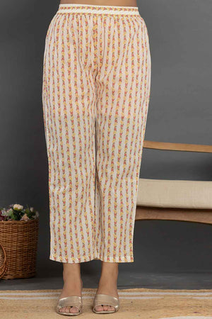 Multi-Color Floral Print Patch Work Pure Cotton Kurti Pant Set