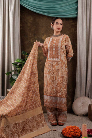 Yellow Floral Print Beads and Stones Embossed Pure Cotton Kurti Pant Set