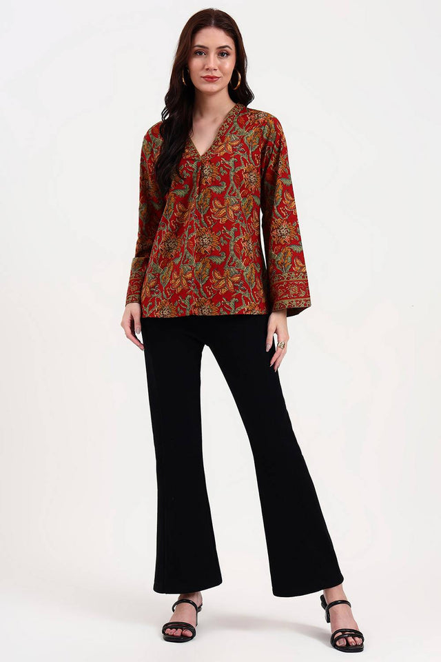 Multi Color Floral Printed Cotton Tops & Tunics