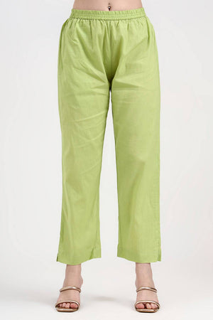 Green Embroidered Silk Straight Cut Suit Set