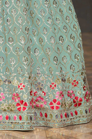 Blue Sequins Georgette Lehenga Choli With Dupatta ('8002)