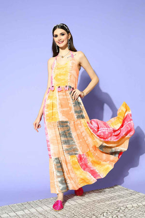 Multi-Color Sequins Work Rayon Dress