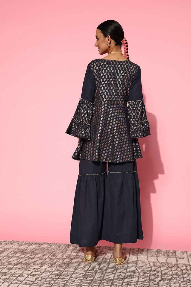 Blue Ethnic Motifs Cotton Co-Ord Set (8114CRDNB)