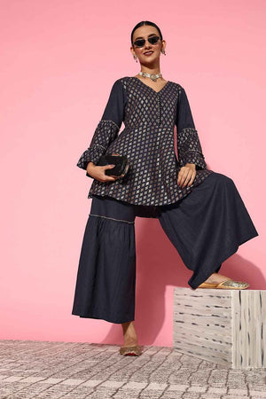 Blue Ethnic Motifs Cotton Co-Ord Set (8114CRDNB)