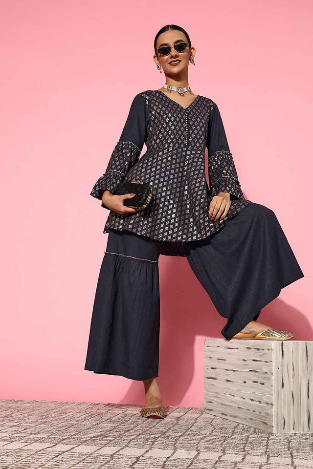 Blue Ethnic Motifs Cotton Co-Ord Set (8114CRDNB)