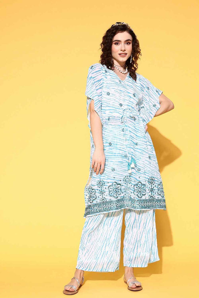 White Embroidered Georgette Co-Ord Set (8128CRDWH)