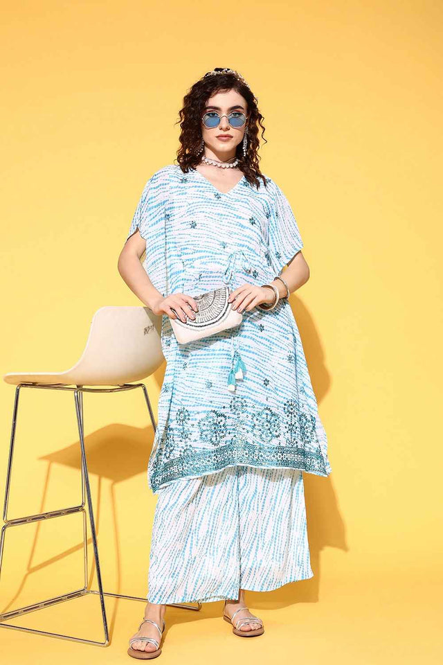 White Embroidered Georgette Co-Ord Set (8128CRDWH)