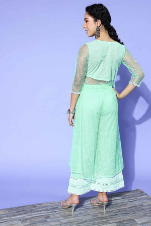 Turquoise Mirror Work?ÿ Net Co-Ord Set