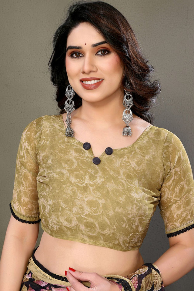 Beige Printed Chiffon Saree (AARATI-BEIGE)