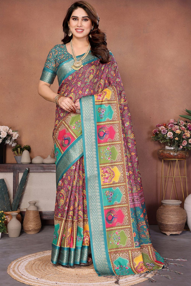 Cream Printed Cotton Silk Saree (AAXITA1-RAMA)
