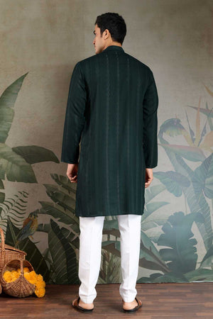 Men's Green Soild Viscose Kurta with Dupatta (ACA1255)