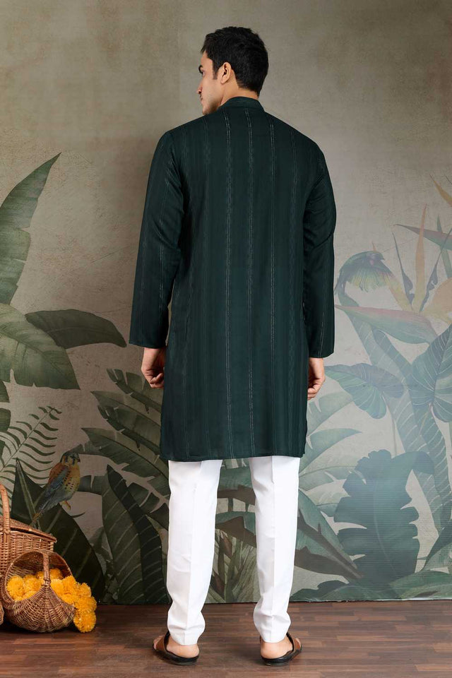 Men's Green Soild Viscose Kurta with Dupatta (ACA1255)