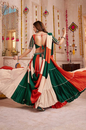 Multi Color Solid Cotton Lehenga