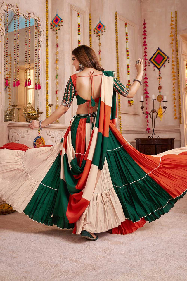 Multi Color Solid Cotton Lehenga