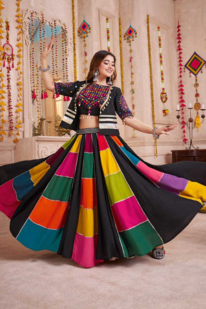 Multi Color Lace Work Cotton Lehenga