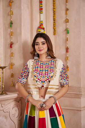 Multi Color Lace Work Cotton Lehenga