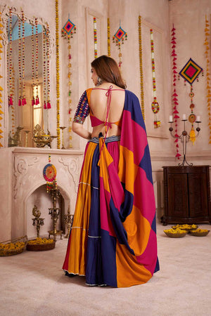 Multi Color Lace Work Cotton Lehenga (ACA1360)