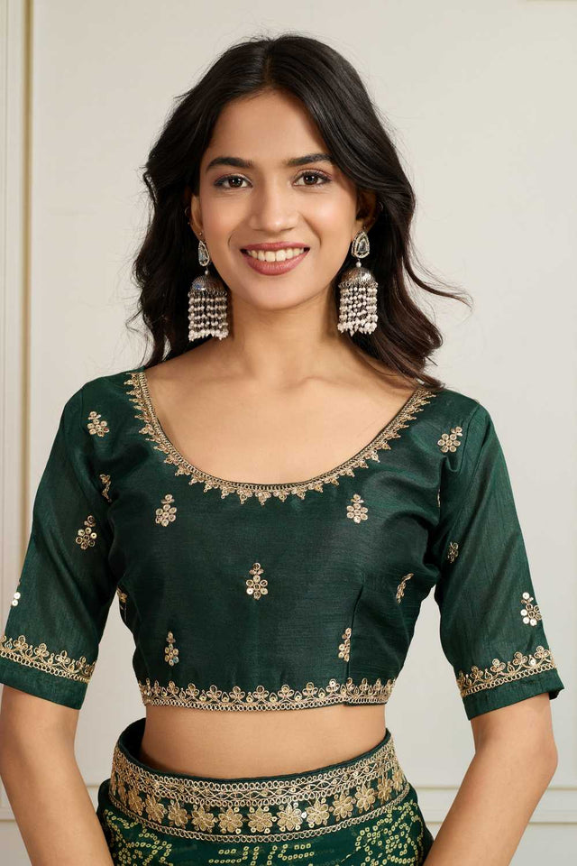 Green Bandhani Printed Georgette Saree