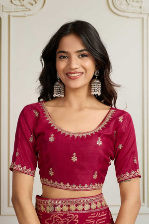 Pink Bandhani Printed Georgette Saree