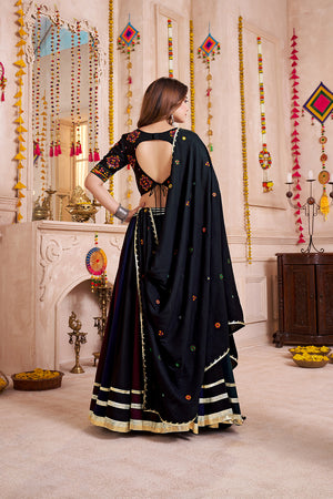 Multi Color Solid with Lace Work Cotton Lehenga (ACA1454)