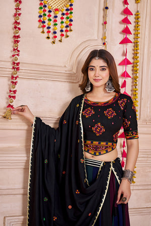 Multi Color Solid with Lace Work Cotton Lehenga (ACA1454)