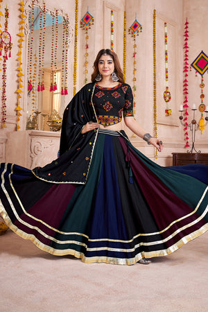 Multi Color Solid with Lace Work Cotton Lehenga (ACA1454)