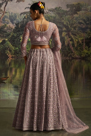 Mauve Sequin with Embroidered Net Lehenga